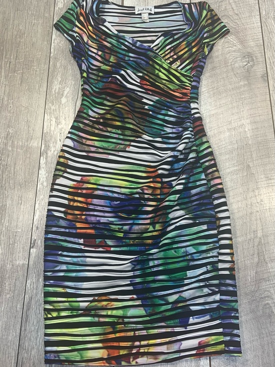 Joseph Ribkoff Dresses & Skirts - Joseph Ribkoff Black White Striped Multicolor Floral Sheath Dress chic summery